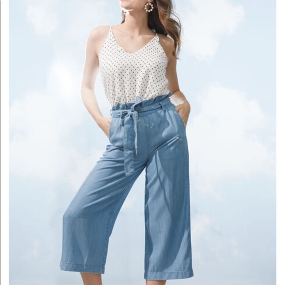 🆕Sz 10,12,14 Paperbag Cropped Wide Leg Pant - Picture 6 of 8